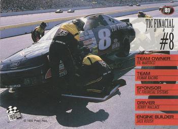 1995 Press Pass - Red Hot #81 Kenny Wallace's Car Back