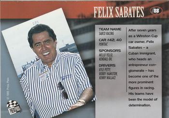 1995 Press Pass - Red Hot #88 Felix Sabates Back