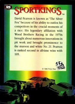 1995 Press Pass - Red Hot #125 David Pearson Back