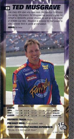 1995 Press Pass Optima XL - Cool Blue #15 Ted Musgrave Back