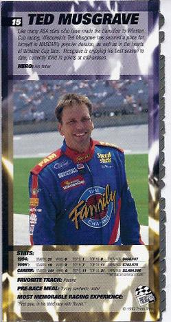 1995 Press Pass Optima XL - Die Cut #15 Ted Musgrave Back