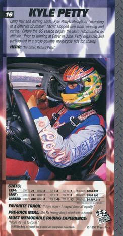 1995 Press Pass Optima XL - Red Hot #16 Kyle Petty Back