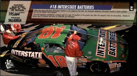 1995 Press Pass Optima XL - Red Hot #52 Bobby Labonte's Car Back