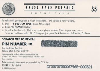 1995 Press Pass Premium - Phone Cards $5 #NNO Kyle Petty Back