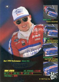 1995 Press Pass VIP - Red Hot #4 Todd Bodine Back