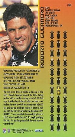 1995 SkyBox Indy 500 #38 Roberto Guerrero Back
