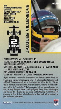 1995 SkyBox Indy 500 #PROMO Jacques Villeneuve Back