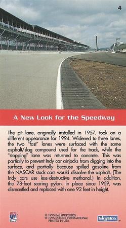 1995 SkyBox Indy 500 #4 A New Look for the Speedway Back