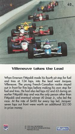 1995 SkyBox Indy 500 #62 Jacques Villeneuve's Car Back