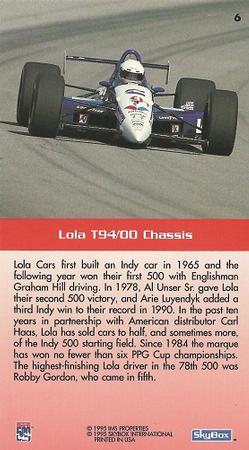 1995 SkyBox Indy 500 #6 Lola T94/00 Chassis Back