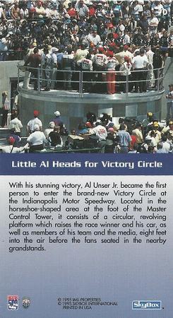 1995 SkyBox Indy 500 #70 Little Al Heads for Victory Circle Back