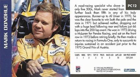 1995 SkyBox Indy 500 - Past Champs #PC12 Mark Donohue Back