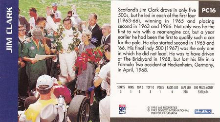 1995 SkyBox Indy 500 - Past Champs #PC16 Jim Clark Back