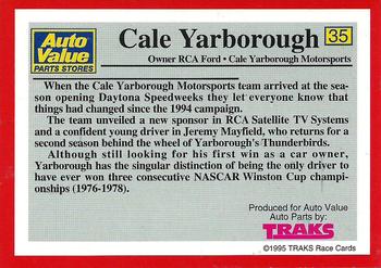 1995 Traks Auto Value #35 Cale Yarborough Back