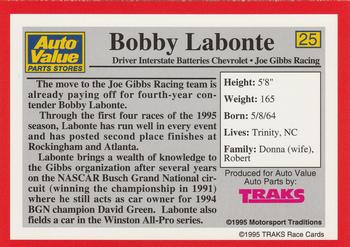 1995 Traks Auto Value #25 Bobby Labonte Back