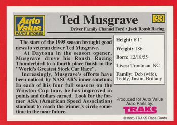 1995 Traks Auto Value #33 Ted Musgrave Back