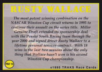 1995 Traks - Racing Machines First Run #RM 10 Rusty Wallace Back