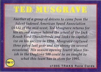 1995 Traks - Racing Machines First Run #RM 17 Ted Musgrave Back