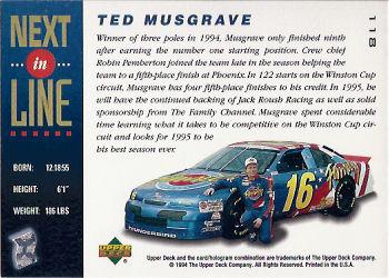 1995 Upper Deck - Gold Signature / Electric Gold #118 Ted Musgrave Back