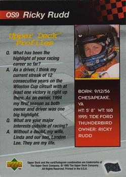 1995 Upper Deck - Jumbos #OS9 Ricky Rudd Back