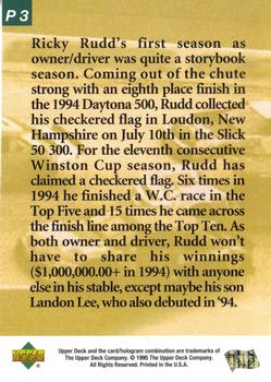 1995 Upper Deck - Predictors: Race Winners Exchange #P3 Ricky Rudd Back