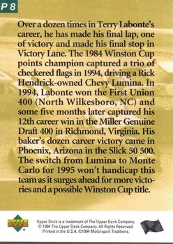 1995 Upper Deck - Predictors: Race Winners Exchange #P8 Terry Labonte Back