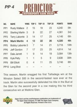 1995 Upper Deck - Predictors: Series Points Exchange #PP4 Mark Martin Back