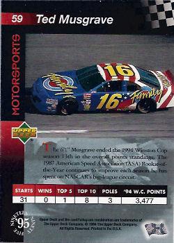 1995 Upper Deck - Silver Signature / Electric Silver #59 Ted Musgrave Back