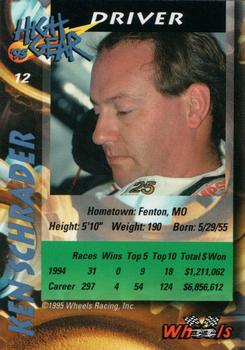1995 Wheels High Gear - Day One Gold #12 Ken Schrader Back