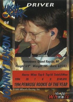 1995 Wheels High Gear - Day One Gold #54 Johnny Benson Back