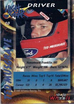 1995 Wheels High Gear - Gold #10 Ted Musgrave Back
