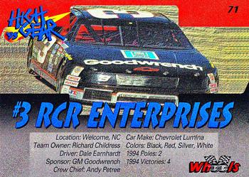 1995 Wheels High Gear - Gold #71 #3 RCR Enterprises Back