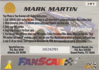 1996 Action Packed Credentials - Fan Scan #3 Mark Martin Back