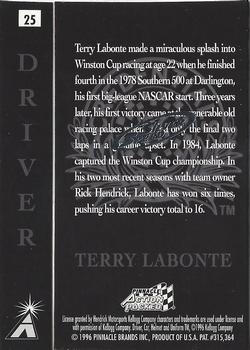 1996 Action Packed Credentials - Silver Speed #25 Terry Labonte Back