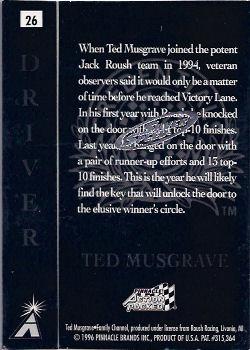 1996 Action Packed Credentials - Silver Speed #26 Ted Musgrave Back