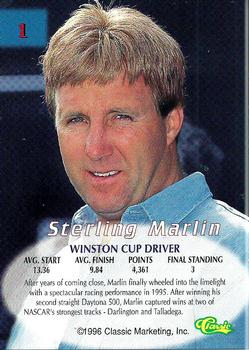 1996 Classic #1 Sterling Marlin Back