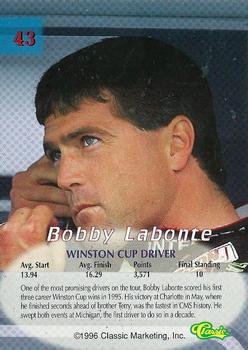 1996 Classic #43 Bobby Labonte Back