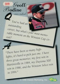 1996 Classic - Innerview #IV9 Geoff Bodine Back