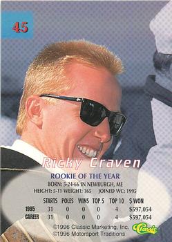 1996 Classic - Printer's Proof #45 Ricky Craven Back