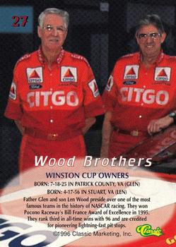 1996 Classic - Silver #27 Wood Brothers Back
