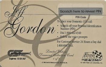 1996 Finish Line Diamond Collection $5 Phone Cards #1 Jeff Gordon Back