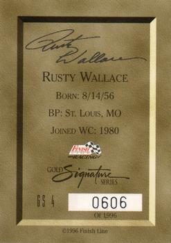 1996 Finish Line - Gold Signature #GS 4 Rusty Wallace Back