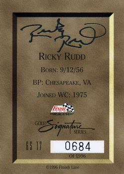 1996 Finish Line - Gold Signature #GS 17 Ricky Rudd Back