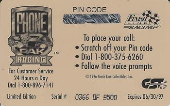 1996 Finish Line Phone Pak #NNO Ricky Craven Back