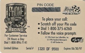 1996 Finish Line Phone Pak #NNO Jeff Gordon's Car Back