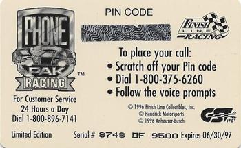 1996 Finish Line Phone Pak #NNO Ken Schrader Back