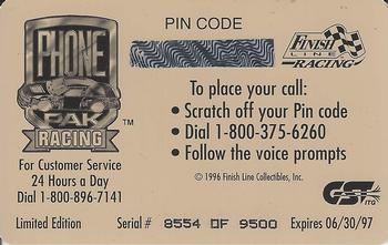 1996 Finish Line Phone Pak #NNO Mike Wallace Back