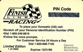 1996 Finish Line Save Mart Phone Cards #NNO Ernie Irvan Back