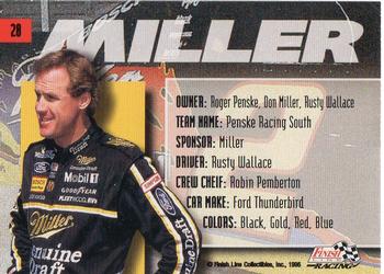 1996 Finish Line - Silver #28 Rusty Wallace's Car Back