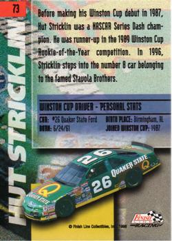 1996 Finish Line - Silver #73 Hut Stricklin Back